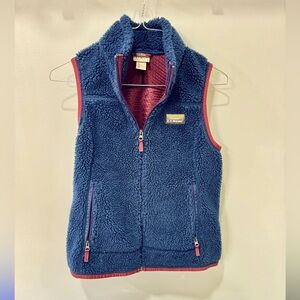 L.L. Bean Blue Fleece Vest with Red Accents